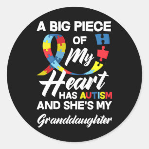 Autism Grandma Grandpa Autistic Granddaughter Auti Classic Round Sticker