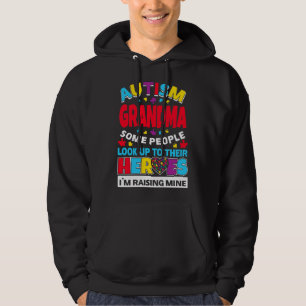 Autism Grandma People Look Up Their Heroes Rising Hoodie