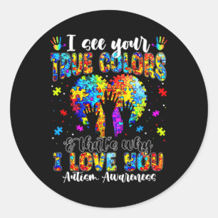 Autism Hand I See Your True Colours Awareness Wome Classic Round Sticker