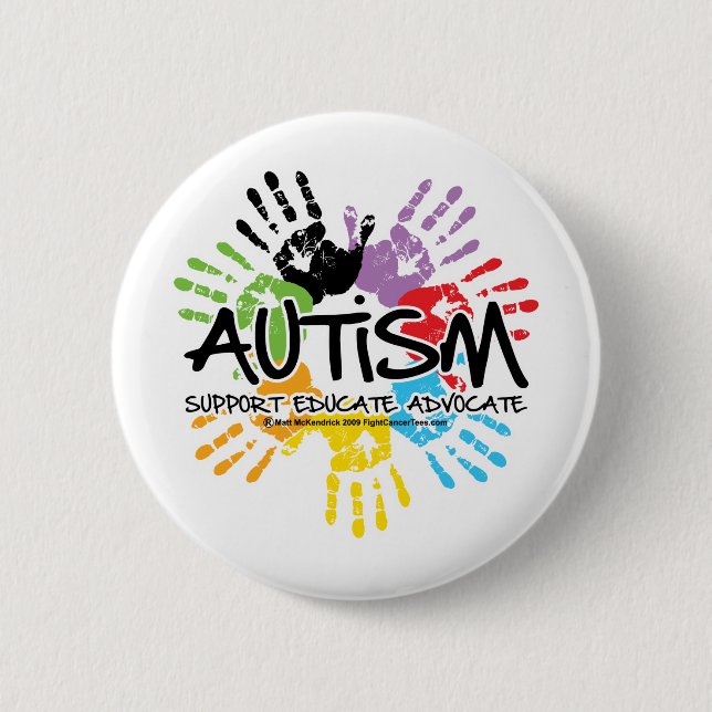 Autism Handprint 2 Inch Round Button (Front)