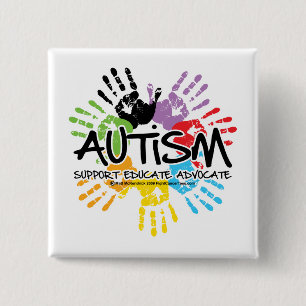 Autism Handprint 2 Inch Square Button