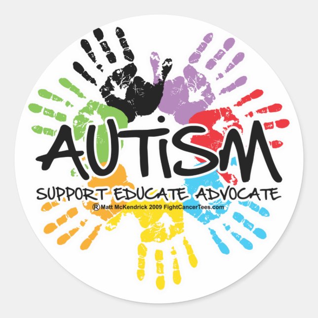 Autism Handprint Classic Round Sticker (Front)