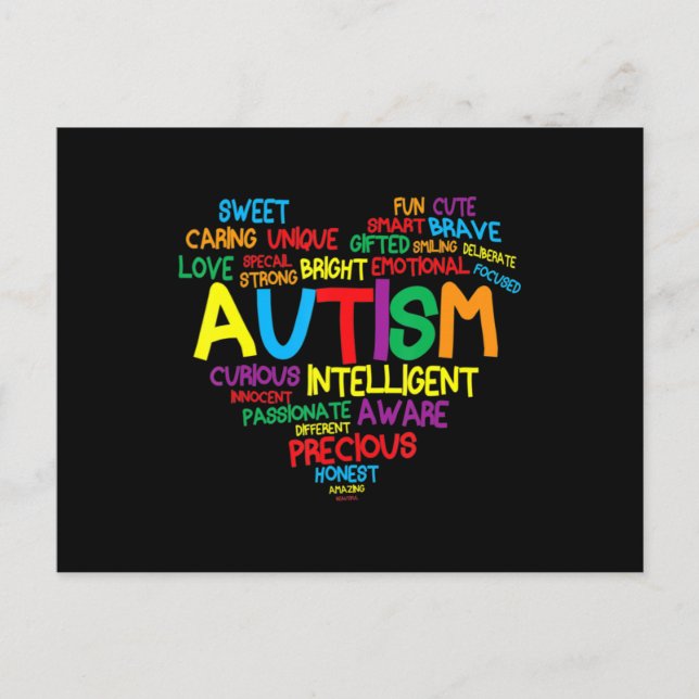 Autism Heart Autism Awareness proud Autism Mom Gif Postcard (Front)