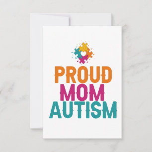 Autism Heart Autism Awareness proud Autism Mom Thank You Card