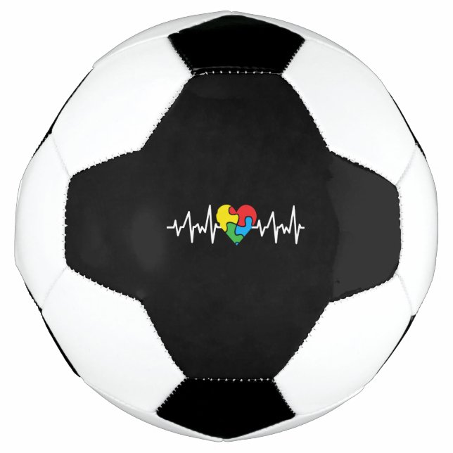 Autism Heart Beat Autism Awareness Day Soccer Ball (Front)
