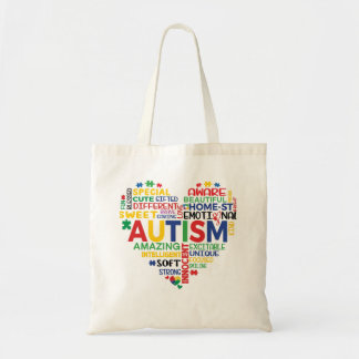 autism heart tote bag