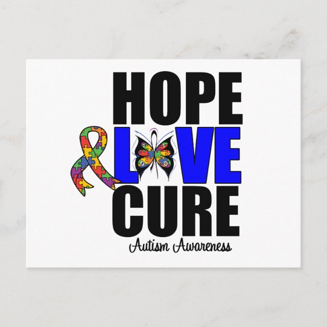 Autism Hope Love Cure (v.1) Postcard (Front)