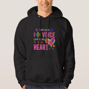 Autism-I Am Her Voice She Is My Heart Autism Aware Hoodie