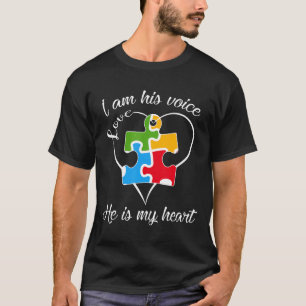 Autism-I Am His Voice He Is My Heart Autism Mom  G T-Shirt