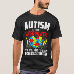 Autism I Have Superpowers Month Ribbon Puzzle Diff T-Shirt