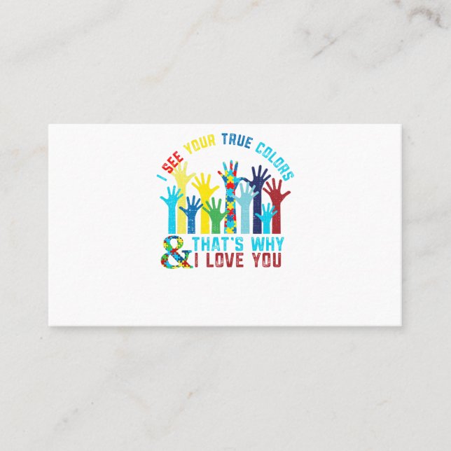 Autism I See Your True Colours Autism Awareness Business Card (Front)