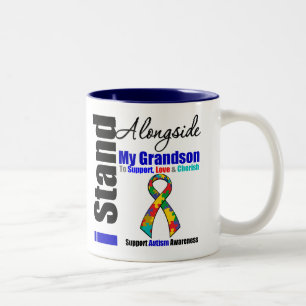 Autism I Stand Alongside My Grandson Two-Tone Coffee Mug