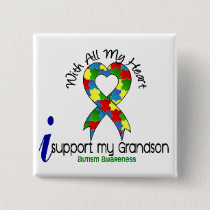 Autism I Support My Grandson 2 Inch Square Button