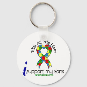 Autism I Support My Sons Keychain