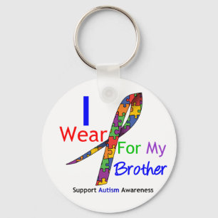 Autism I Wear Puzzle Ribbon For My Brother Keychain