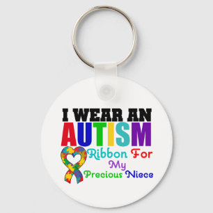Autism I Wear Ribbon For My Precious Niece Keychain
