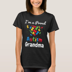 Autism-Im A Proud Autism Grandma Mother Mom Heart T-Shirt