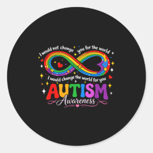 Autism infinity awareness mom rainbow classic round sticker