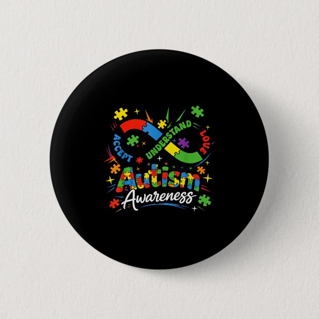 Autism infinity neurodiversity accept understand 2 inch round button (Front)