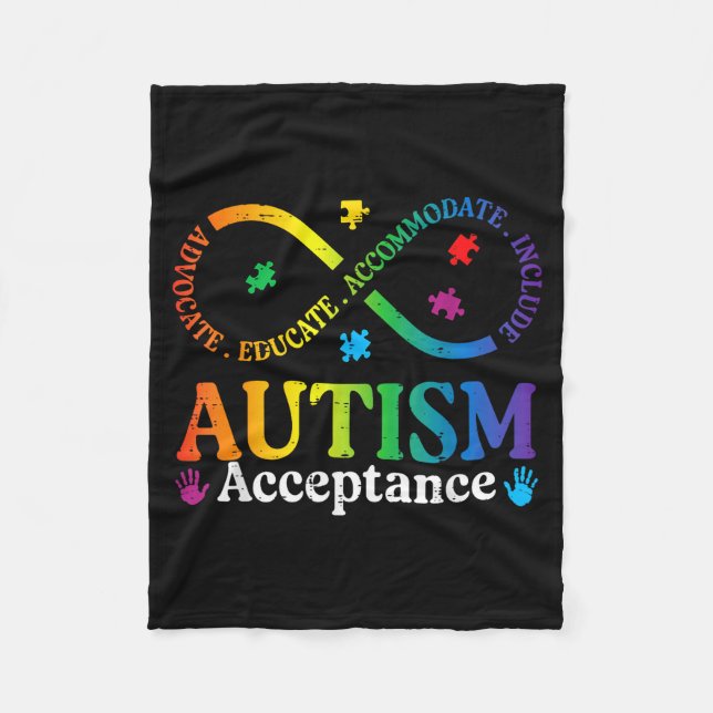 Autism infinity sign asd awareness acceptance men fleece blanket (Front)