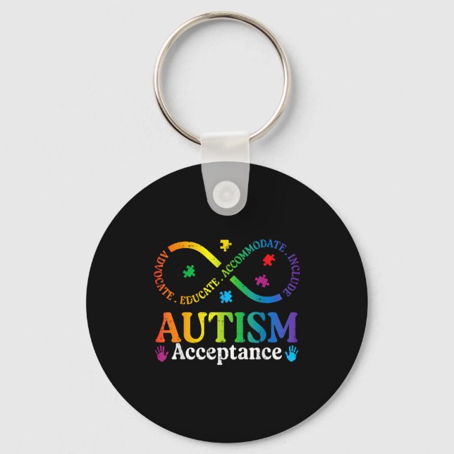 Autism infinity sign asd awareness acceptance men keychain (Front)