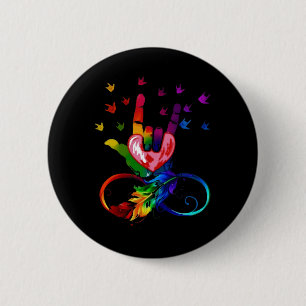 Autism Infinity Symbol Asl Hand Sign Language Teac 2 Inch Round Button