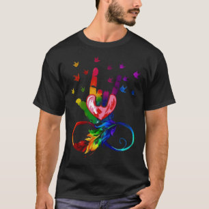 Autism Infinity Symbol Asl Hand Sign Language Teac T-Shirt