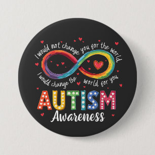 Autism Infinity Symbol Autism Awareness Month  3 Inch Round Button
