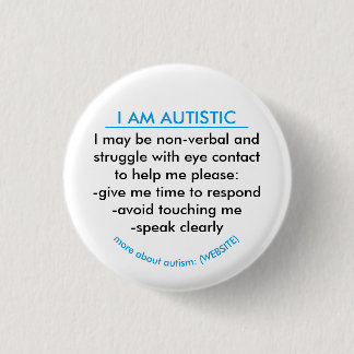 Autism information badge 1 inch round button