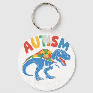 Autism Is My Ability Dinosaur Puzzle Design Keychain