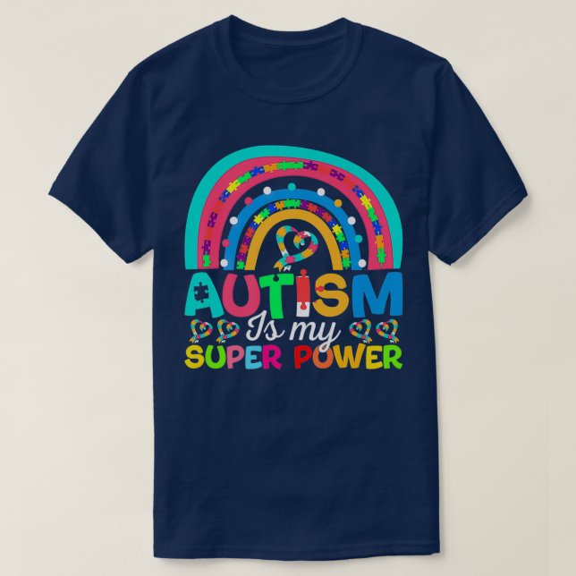 Autism Is My Super Power ADHD Puzzle Autism Awaren T-Shirt (Design Front)