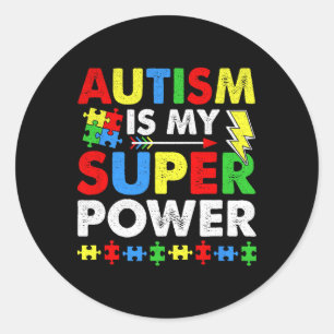 Autism Is My Super Power Autism Awareness Classic Round Sticker
