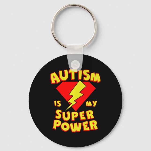 Autism is My Super Power Superhero Autism Awarenes Keychain (Front)