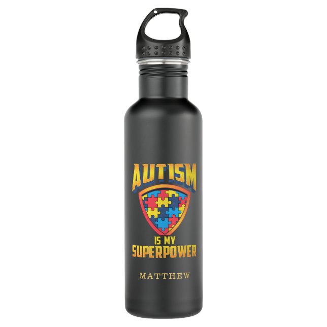 Autism is My Superpower Autistic Support Awareness 710 Ml Water Bottle (Front)