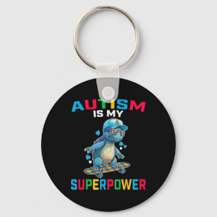 Autism Is My Superpower Dino Puzzle Awareness Wome Keychain