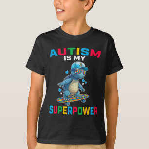Autism Is My Superpower Dino Puzzle Awareness Wome T-Shirt