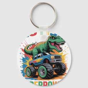 Autism Is My Superpower Dino T Rex Monster Truc Keychain