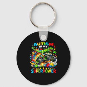 Autism is my superpower dino t rex monster truck keychain