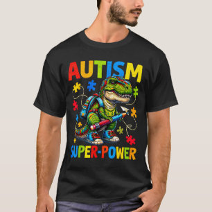 Autism is my superpower dino t rex puzzle T-Shirt