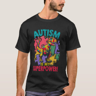 Autism Is My Superpower Dinosaur Kids Boys Autism  T-Shirt