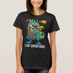Autism Is My Superpower Dinosaur Puzzle Piece T-Shirt