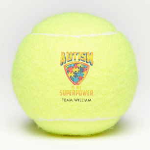 Autism Is My Superpower Gold Red Blue Team Custom Tennis Balls