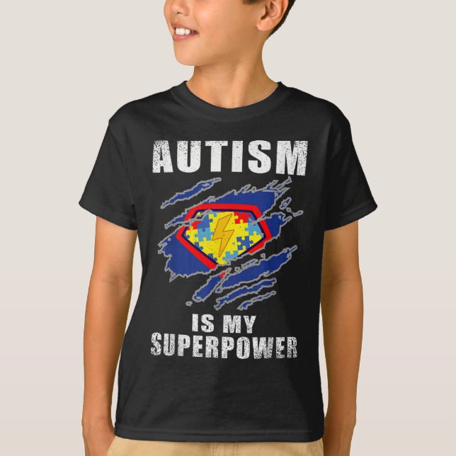 Autism Is My Superpower Superhero Autism Awareness T-Shirt (Front)