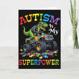 Autism Is My Superpower Trucker Dinosaur Roaring S Card