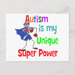 Autism is my unique super power postcard