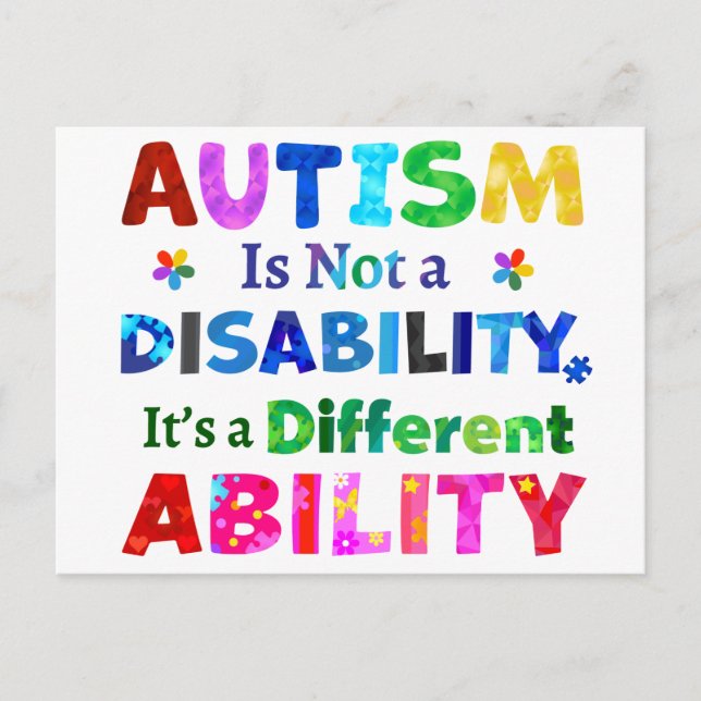 AUTISM Is Not a Disability Postcard (Front)