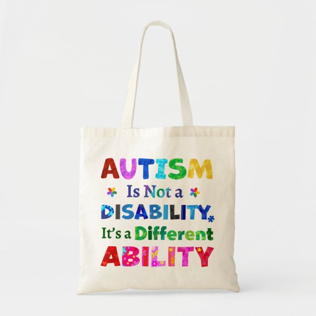 AUTISM Is Not a Disability Tote Bag (Front)