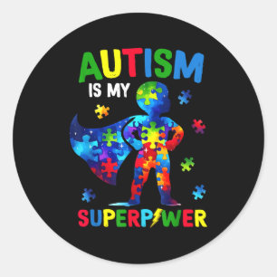 Autism is superpower autism awareness superhero classic round sticker