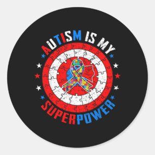 Autism is Superpower Captain Autism Awareness Classic Round Sticker