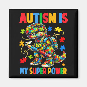 Autism is superpower dino t rex puzzle autism magnet